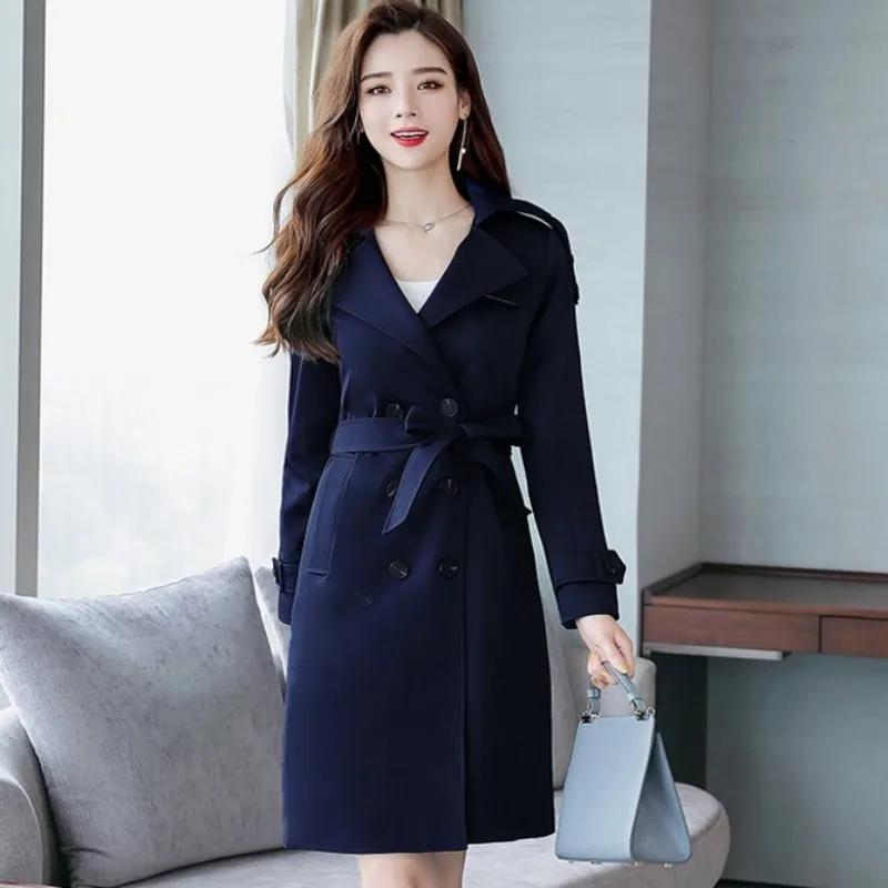 Британский стиль OL верхняя одежда женская 2020 Новая мода двубортная Длинная