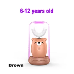 Brown plus 6-12years Kid sonic перезаряжаемая электрическая зубная щетка автоматическая зубная щетка 360 градусов ультра звуковая Мягкая силиконовая электрическая детская зубная щетка - Цвет: Brown plus 6-12years