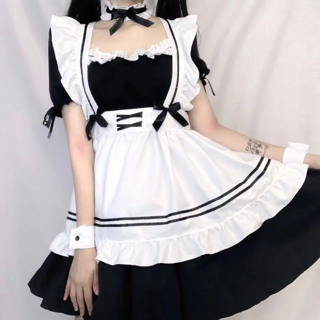

Платье в стиле Лолита, костюм горничной для косплея, японская Милая униформа, соблазнительный костюм для студентов с анимацией