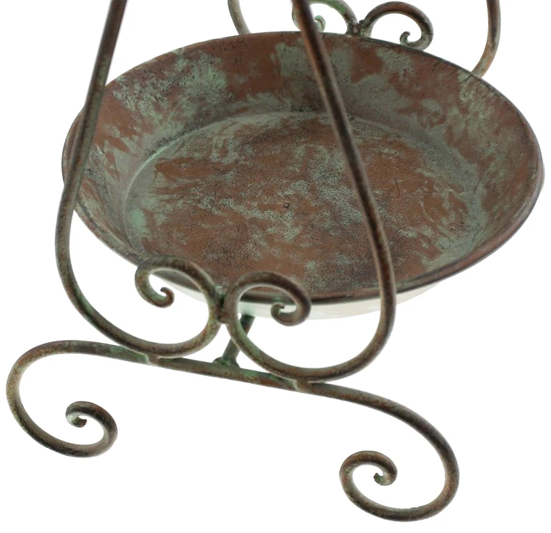 

rusty green handcrafted round two tier metal stand