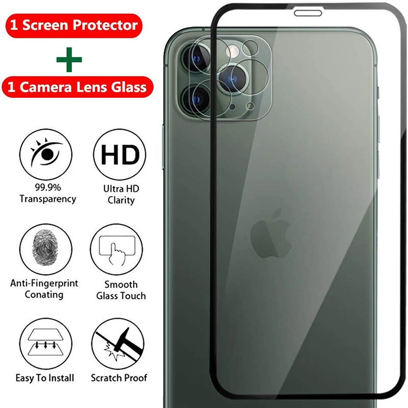 2 в 1 Защита экрана для iPhone 11 Pro Max закаленное стекло iphone11 iphone11pro Защитная пленка