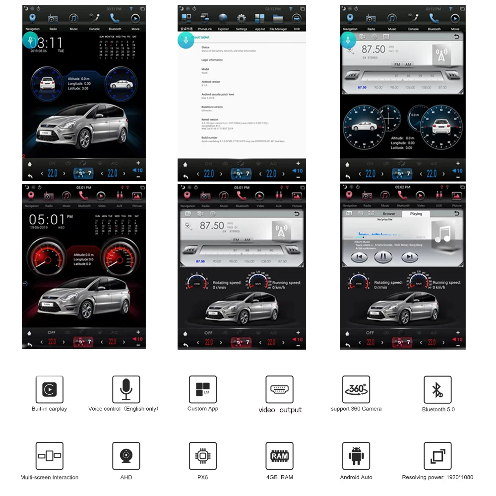 Tesla Android 9 1 DIN автомобильный GPS навигатор радио для Ford Smax/S Max/Galaxy 2007 2015