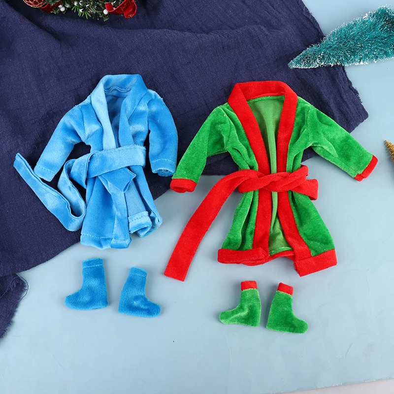 

1Set Christmas Tradition Doll Clothes Mini Doll Bathrobe Nightgown Santa Clothing Accessories For Elf Doll Xmas Doll Clothes