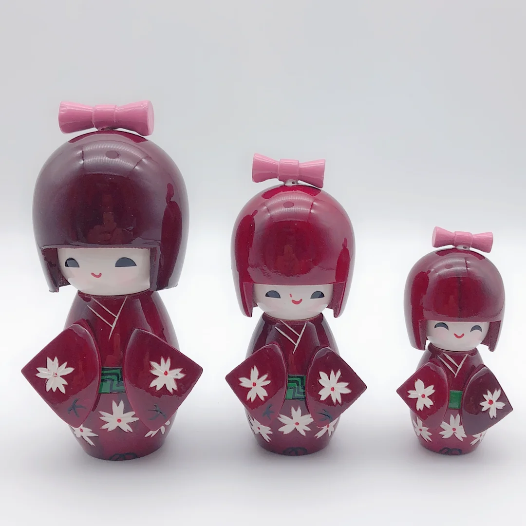1 комплект милый ручной работы японский Kokeshi девушки сливы узор деревянные куклы горячий подарок
