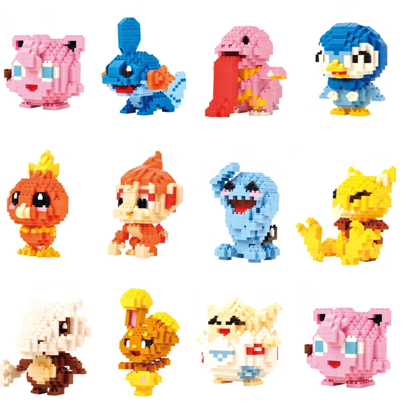 LNO Покемон микро-кирпич джигглиффи вместе Torchic Piplup Lickitung DIY мини-строительные