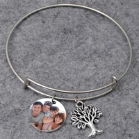 personalized photo bracelet family tree bracelet gift for mom picture jewelry custom photo bangle gift for her birthday gift
