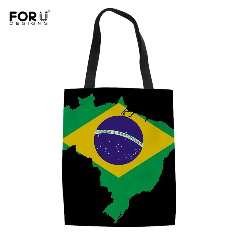 

FORUDESIGNS 3D Brazilian Flags Printing Women's Tote Shopper Bags Large Capacity Traval Shoulder Bags Female Handbags New Style