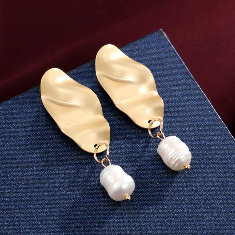 MINHIN Simulated Pearl Stud Earrings Women Bohemian Geometric Earrings Wedding Jewelry Korean Earrings - Окраска металла: 1504