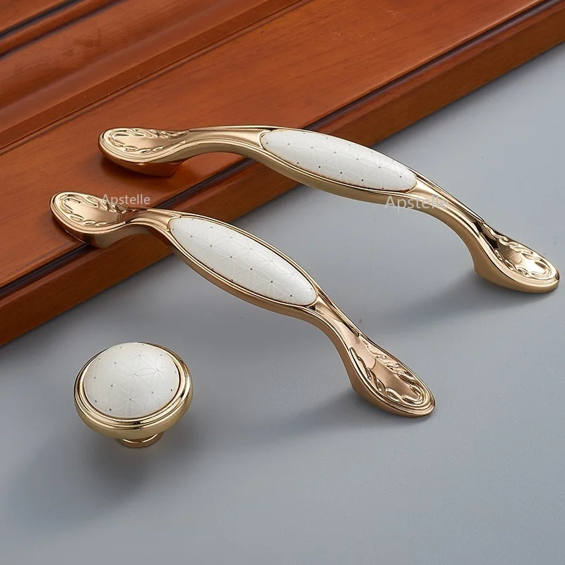 

Furniture Dresser Pull Nordic Style Kitchen Cupboard Knob Gold Ivory White Cabinet Drawer Handle Zinc Alloy Crystal Folding