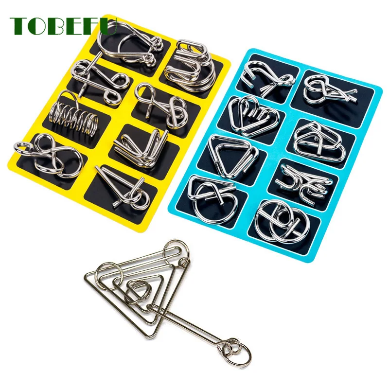 

8PCS/Set Materials Metal Montessori Puzzle Wire IQ Mind Brain Teaser Puzzles for Children Adults Anti-Stress Reliever Toys