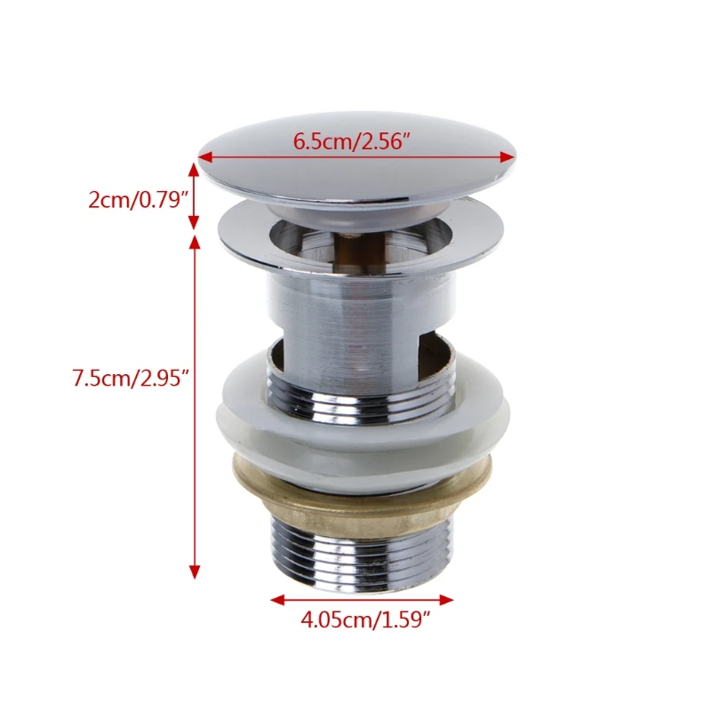 

Bathroom Sink Drain Stopper Sink Tap Push Button up Waste Plug Slotted Drain