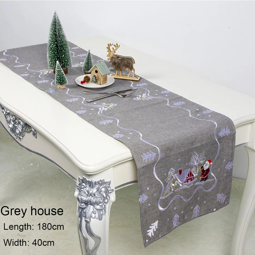 Grey house 1 шт. Рождественский Настольный коврик скатерть Рождественский флаг Санта Клаус гобелен Красные ковровые дорожки на стол домашний декор - Цвет: Grey house