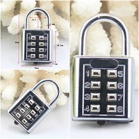 1pc 4 digit new style push button combination padlock silver number luggage travel code lock travel accessories high quality