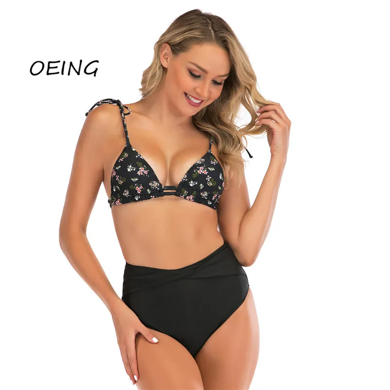 

Sexy Bikini Set Women Cute Swimsuit Women Print 2 Piece Set Women 2021 High Waisted Swimsuit