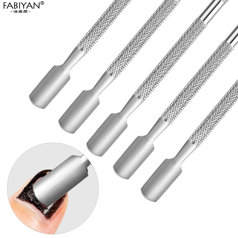 5 шт./лот инструмент для дизайна ногтей из нержавеющей стали двойной толкатель