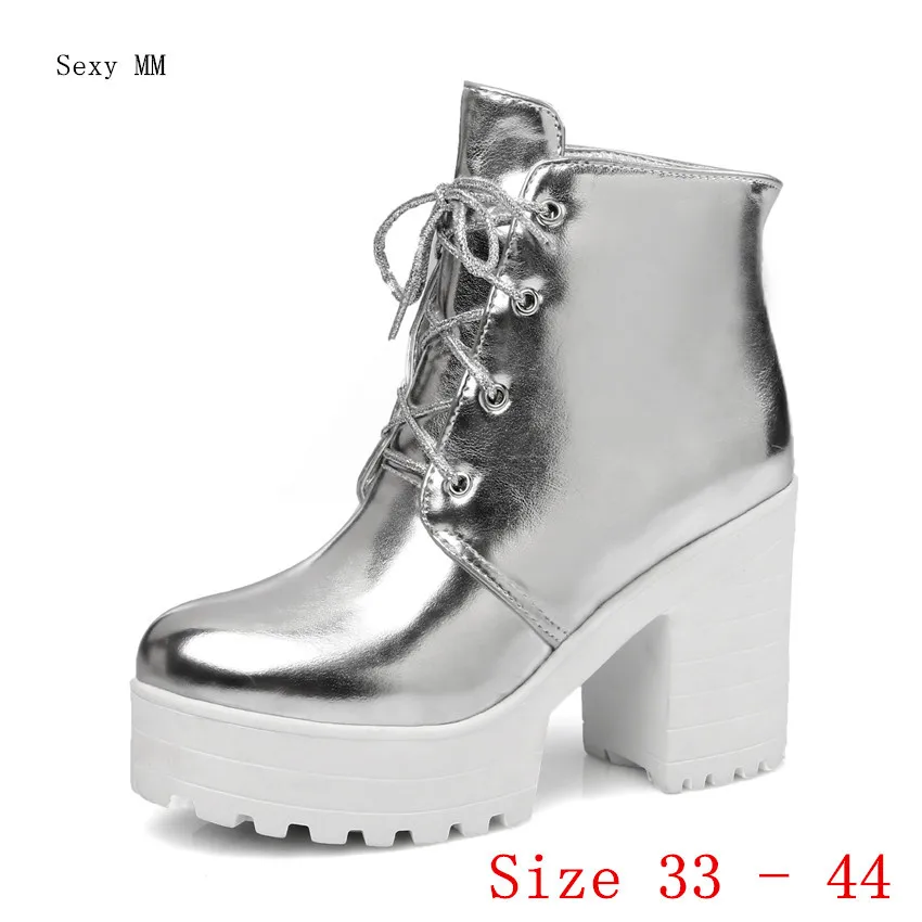 

Spring Autumn High Heel Shoes Women Ankle Boots Platform High Heels Woman Short Boots Small Plus Size 33 - 40 41 42 43 44