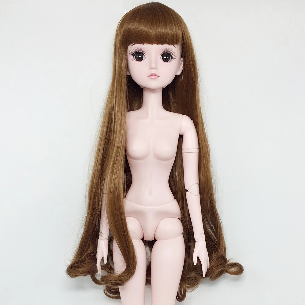 Волосы для 1/3 BJD 60 см девушка Кукла Высокая температура коричневый куклы парики