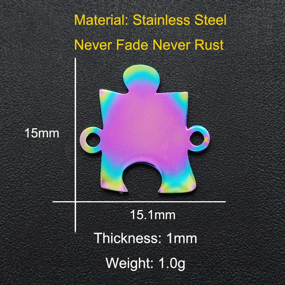 5pcs/lot 100% Stainless Steel Rainbow Jigsaw Puzzle DIY Charm Connector Pendant Wholesale Factory Prices OEM Order | Украшения и