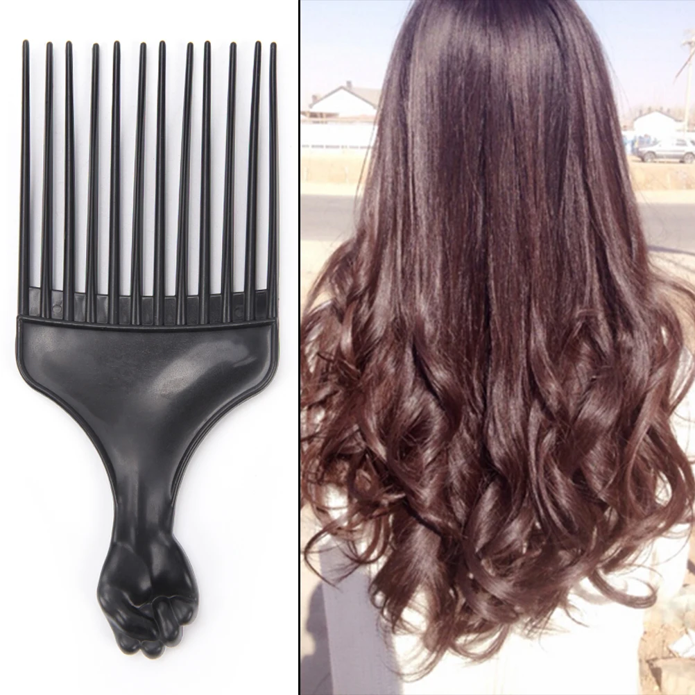 

1PCS Wide Teeth Afro Brush Pick Comb Fork Hairbrush Insert Hair Pick Comb Plastic Gear Comb For Curly Hair Styling Tools