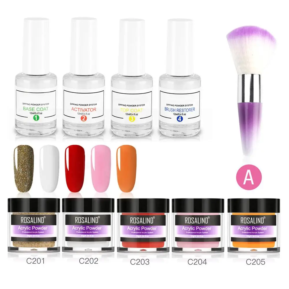 Набор для нанесения пудры ногтей с 5 цветами система блестящей французского