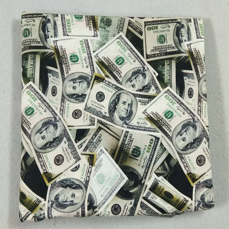 Симпатичная хлопковая ткань с принтом доллара США 50x105 см американским долларом