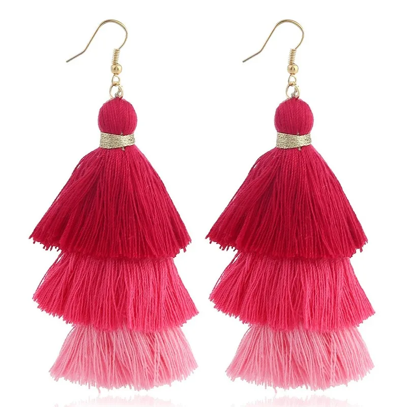 Разноцветные кисти серьги желтые кольцо Для женщин Большой Висячие