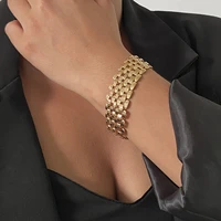 hip hop wide watch strap chain metal bracelet for women vintage thick chain bangle bracelets steet punk wrist jewelry