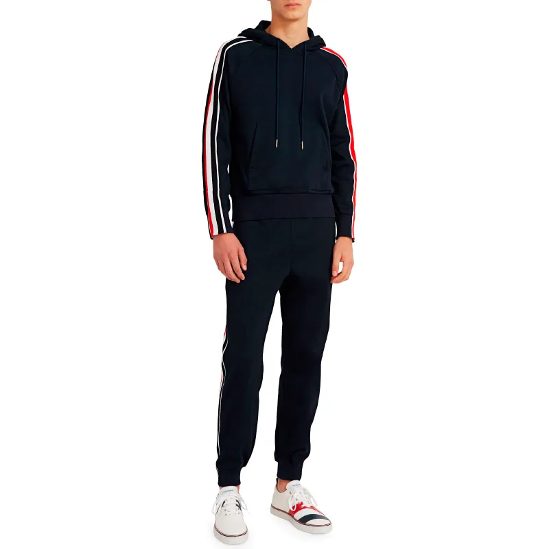 

TB 2021 Fashion Brand Spring hooded Clothing Slim Cotton Jacket Men Women Sweatshirts Solid Striped Sleeves Casual Coat