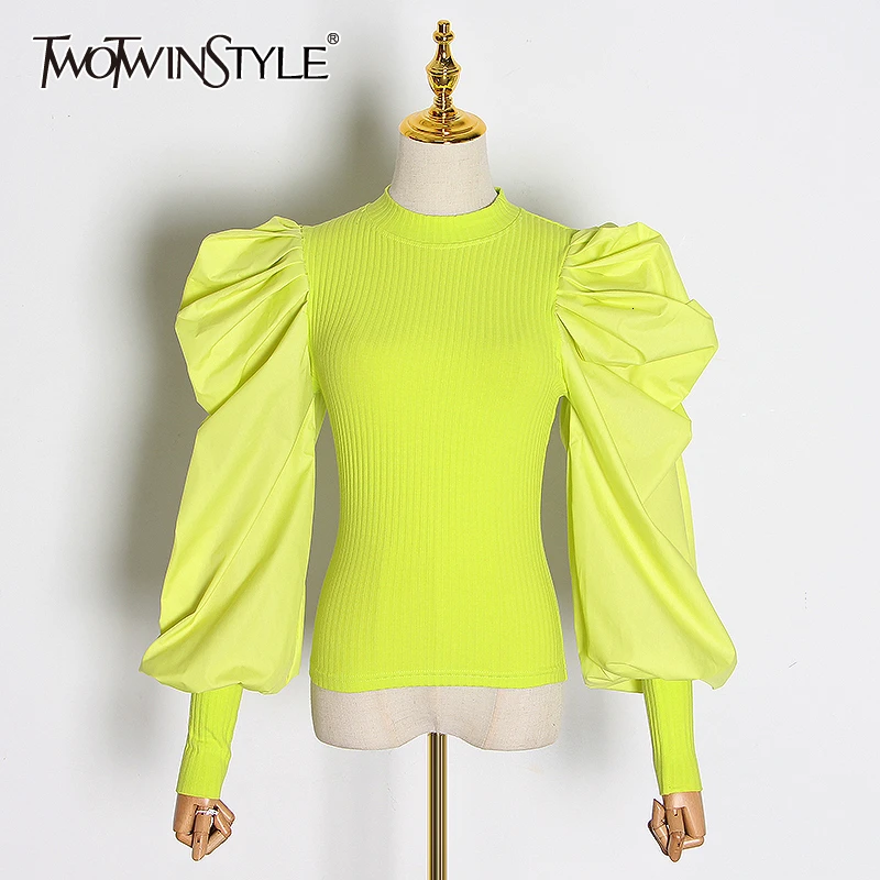 Женский вязаный свитер TWOTWINSTYLE осенний с круглым вырезом длинными