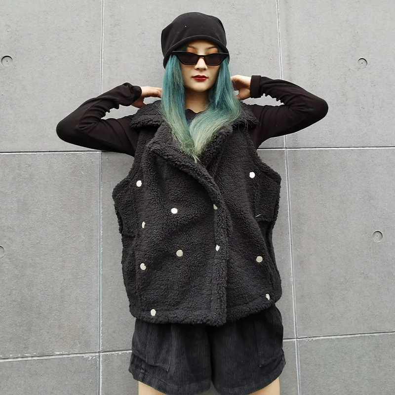 

Women's vest autumn and winter 2020 new plush faux fur one-piece vest vest sleeveless lamb wool vest jacket trend