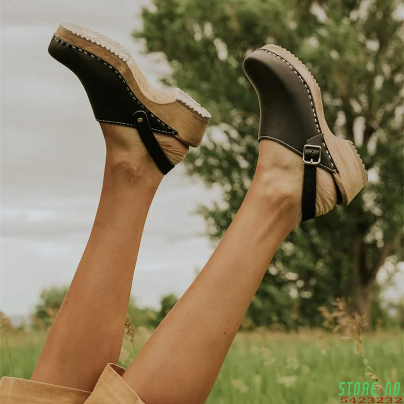 

Женские однотонные сандалии и тапочки 1KB070 из полиуретана с пряжкой