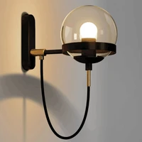 modern led e27 wall lamp nordic bedroom retro wandlamp glass ball wall light golden sconce black wall lighting porch light