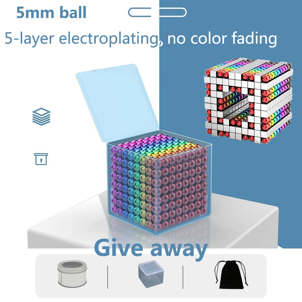 Новые неодимовые металлические Волшебные магнитные шары кубики 5 мм