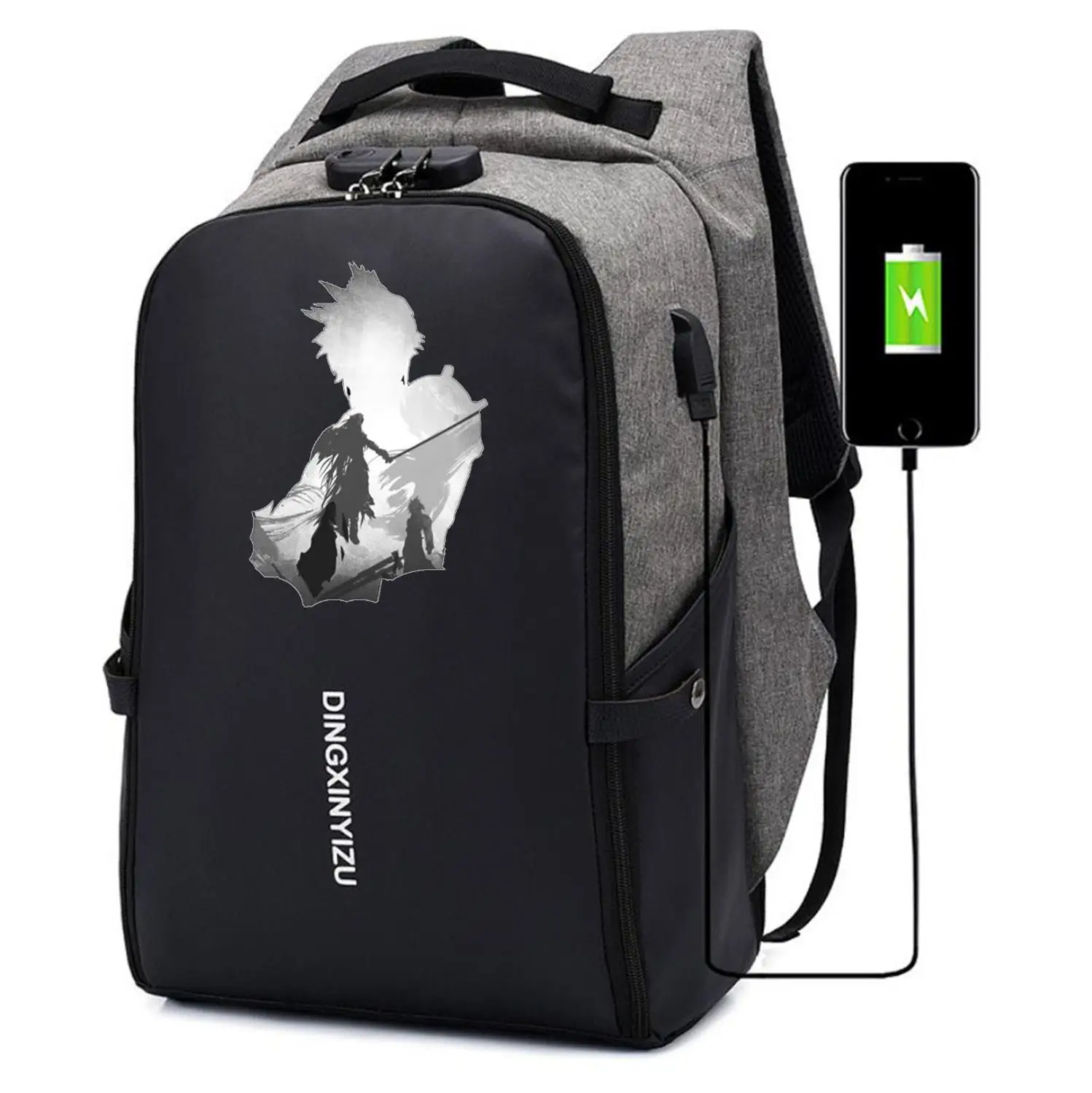 

Game Final Fantasy printing backpack men Laptop Rucksack Anti-theft USB Charging Travel Bagpack student book School Bags