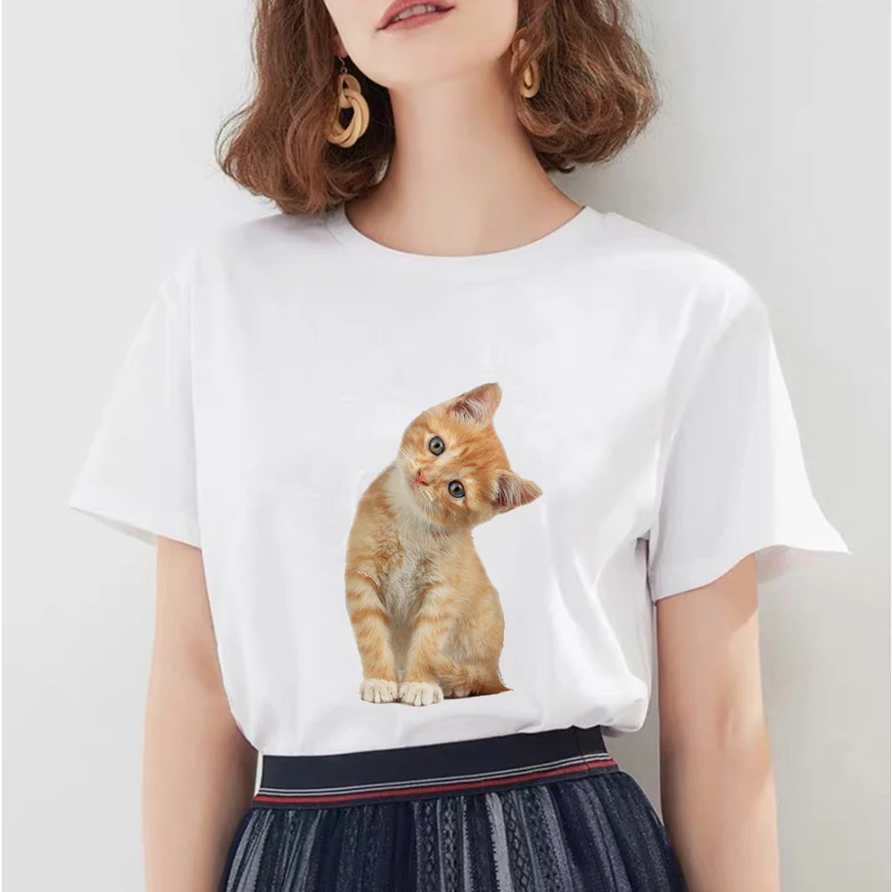 

Summer 3D Cat Print Casual Harajuku Kawaii Women T-Shirt Short Sleeve Casual Round Neck Clothes China Top Streetwear Female