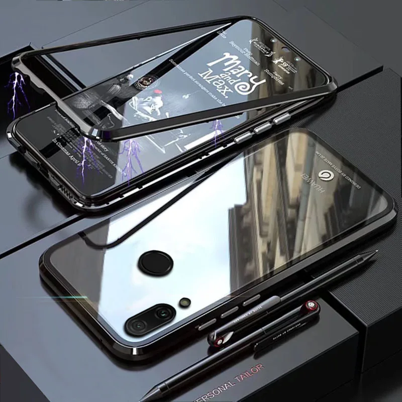 Чехол YonLinTan для Huawei Y7 Pro Prime 2019 Металлическая магнитная рамка жесткий чехол из