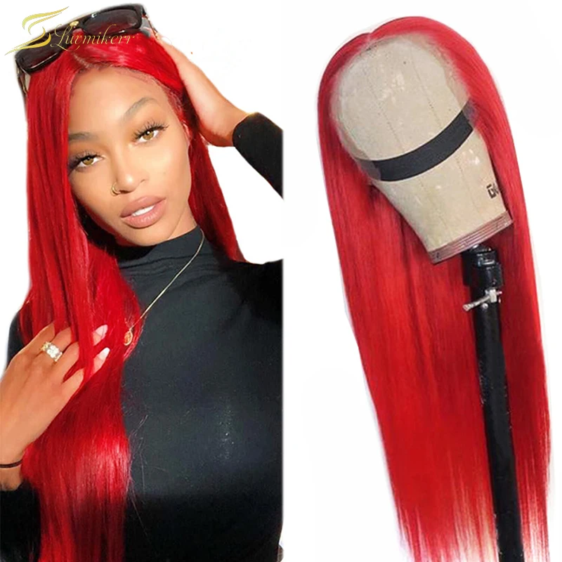 

613 Blonde Lace Front Wig Human Hair Full Glueless 180% Straight HD Transparent Lace Wigs For Women Pink Red Blue Frontal