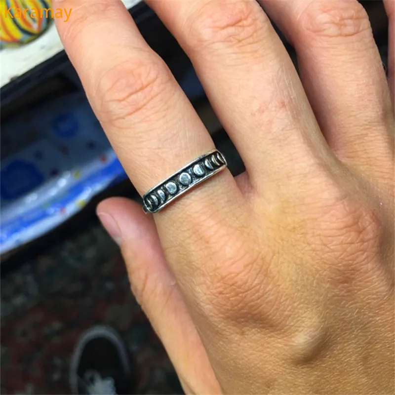 

Unique Style Female Half Full Moon Phase Ring 100% Real 925 Sterling Silver Engagement Ring Vintage Wedding Rings For Women