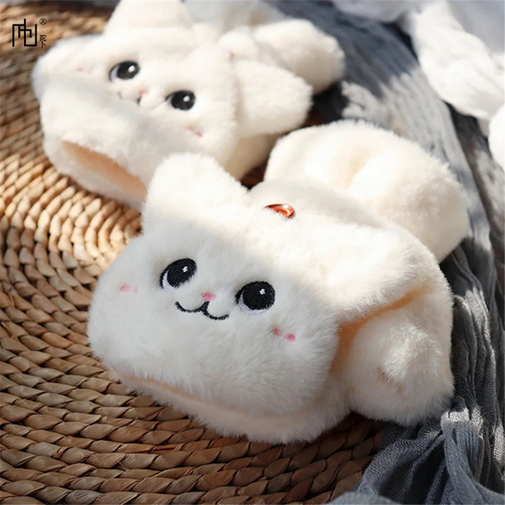Плюшевые женские перчатки с кроликом милые зимние длинными ушастыми котами