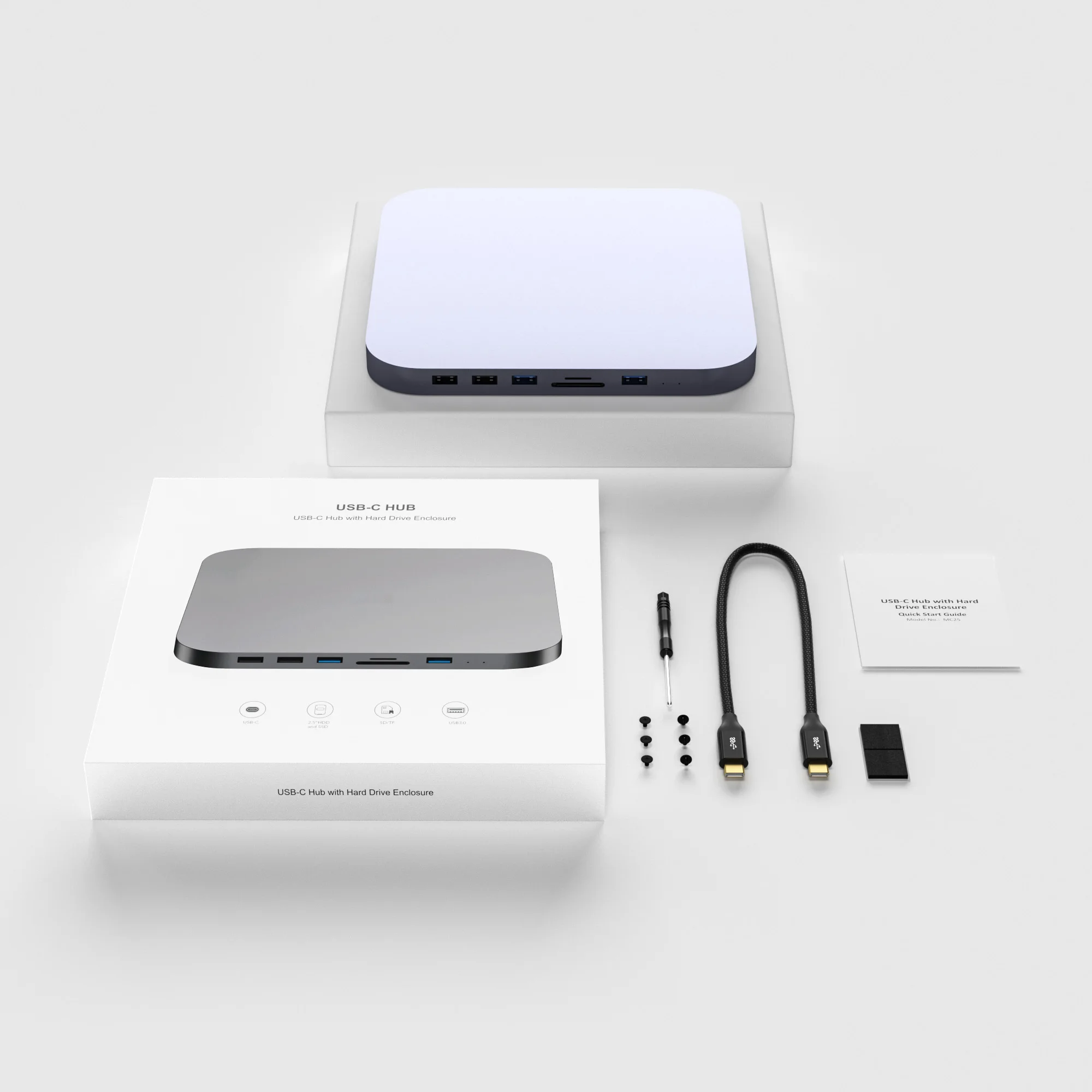 

2021 Silver M1 Mac Mini Hub Ssd Adapter Hard Drive Enclosure Docking Station