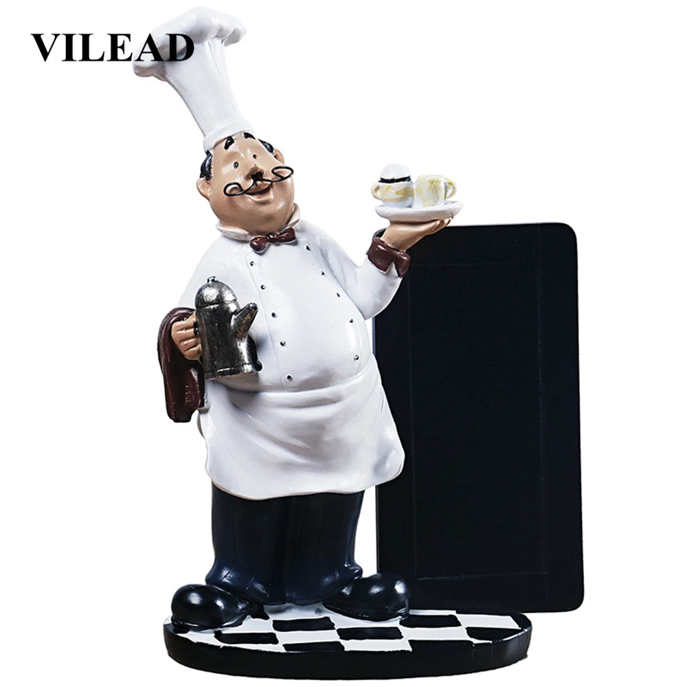 VILEAD 24 см Смола усы шеф-повара доска для сообщений фигурки креативная маленькая грифельная доска с орнаментами Decoracion Hogar ресторанные подарки
