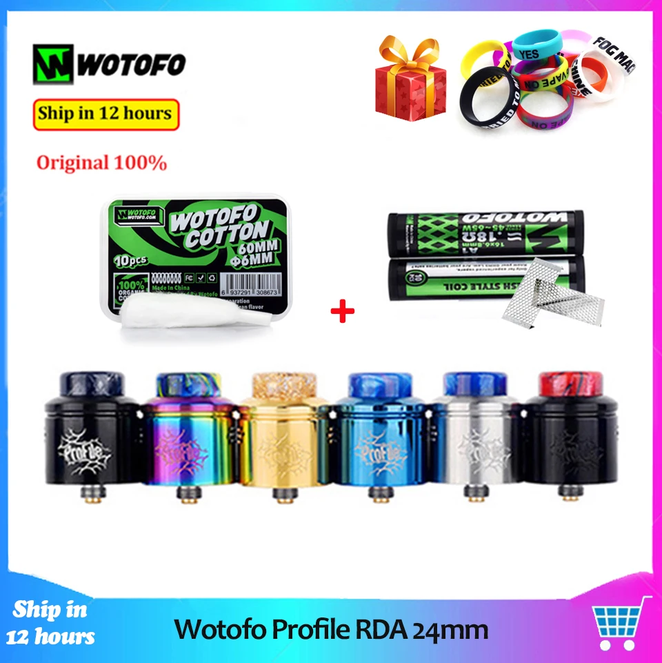 Wotofo профиль RDA танк распылитель 24 мм с 10 шт. сетчатой катушкой 0.18ом 10 шт. хлопок электронная сигарета Vape Танк fit Люкс мод