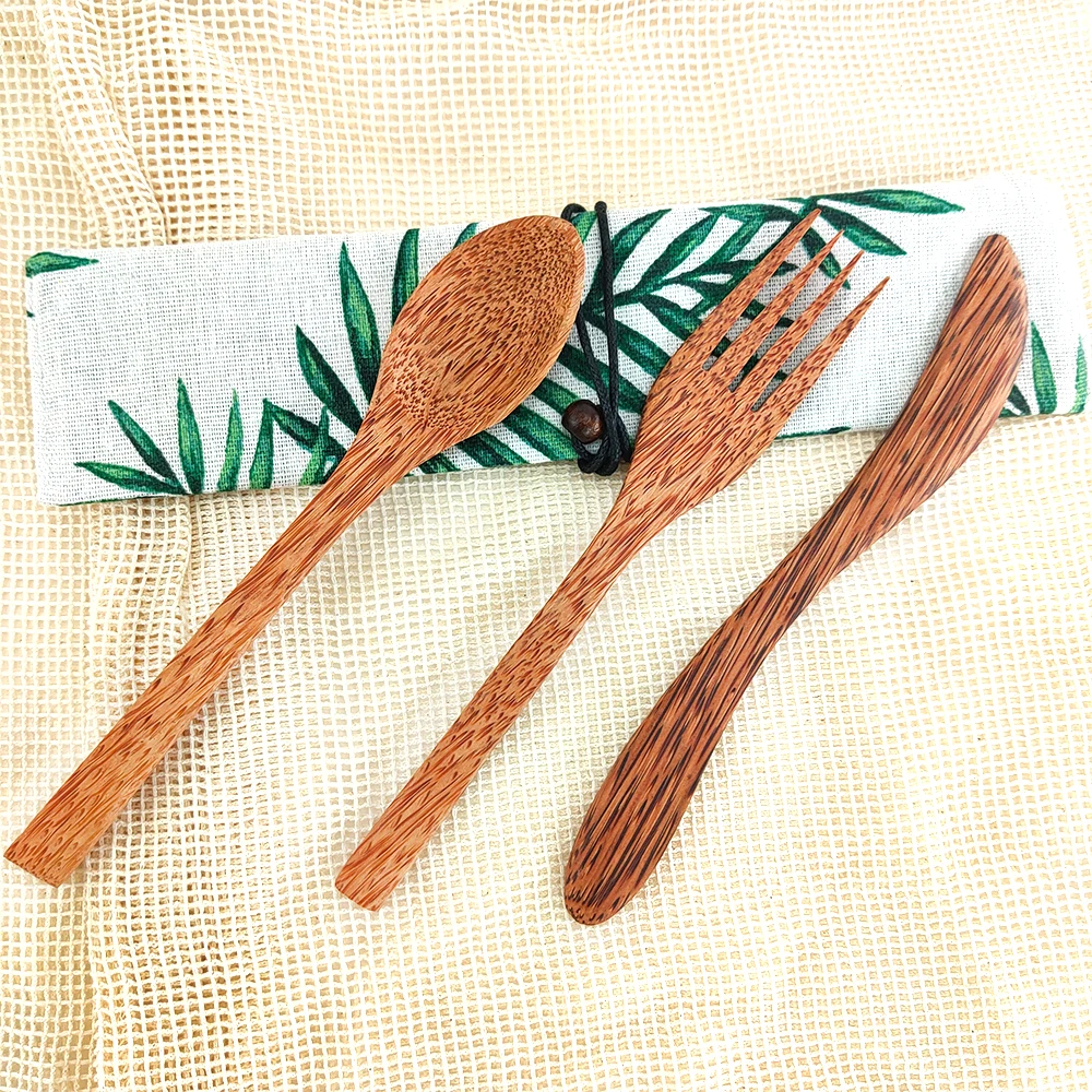 3 комплект столовых приборов натуральные кокосовые кокосового масла