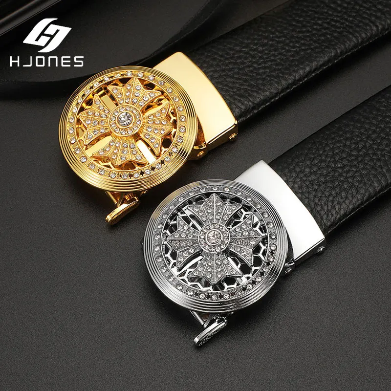 

Мужской кожаный ремень HJones L13, удобный ремень из натуральной кожи золотого цвета с уникальным дизайном, 2022