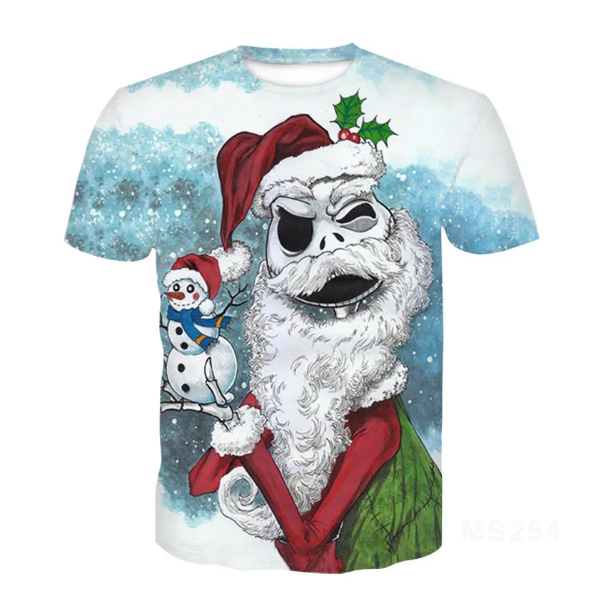 

Funny Christmas T-shirt Anime Shirt 3d Printing Men's T-shirt Punk T-shirt Party Happy Men's Clothing Children Cartoon T-shirt