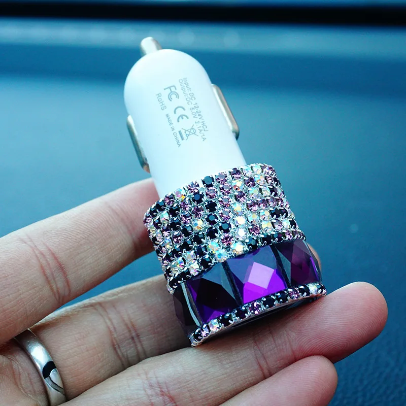 Автомобильное зарядное устройство Nile блестящий кристалл двойной USB быстрая