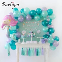 1set 68pcs mermaid balloon garland set mixed teal blue purple balloon chain little mermaid party supplies birthday party decors