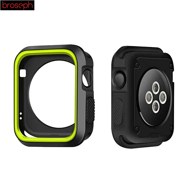 Black Green Watch Protector Bumper for Apple watch 4 Case 40mm 44mm Silicone Watch Cases Cover for Iwatch Series 3 2 1 Strap 38mm 42mm - Цвет: Black Green