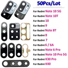 Оригинальный объектив для задней камеры, стеклянный объектив с клеевым клеем для Xiaomi Redmi 6 6A 7 8 9 K30 K40 Note 8T 10 5G 10T 6 Pro, 50 шт.лот