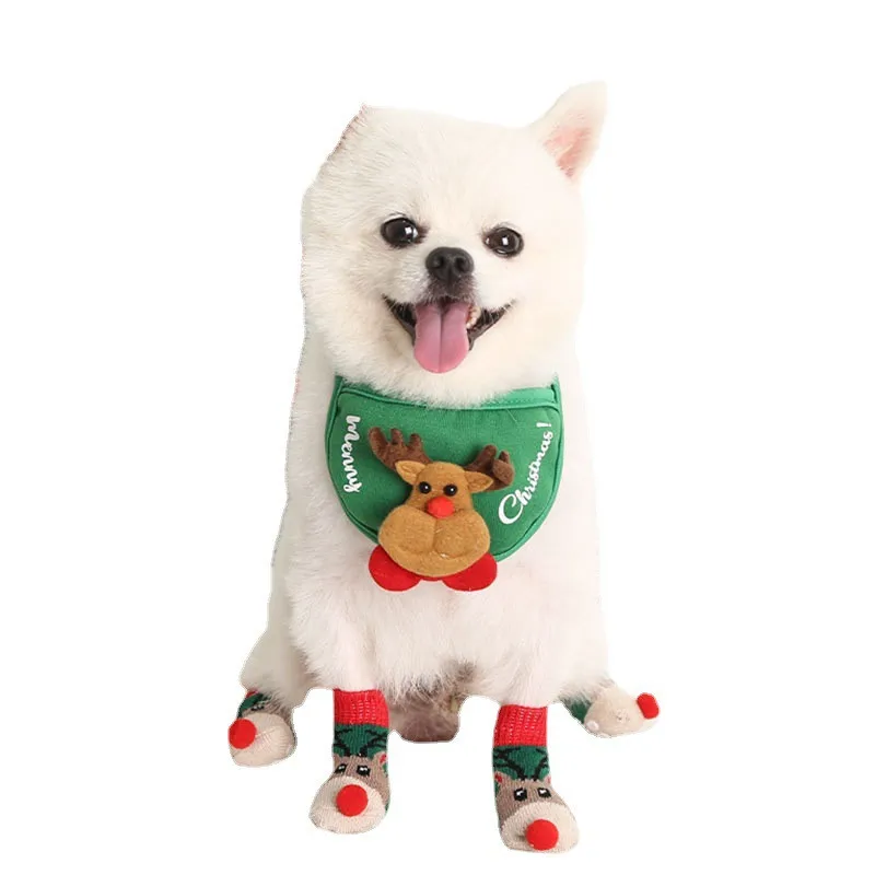 4Pcs/set Anti Slip Skid Bottom Lovely Puppy Dogs Pet Knits Socks Cute Fashion Pets for Cats Dog Toy Supplies | Дом и сад
